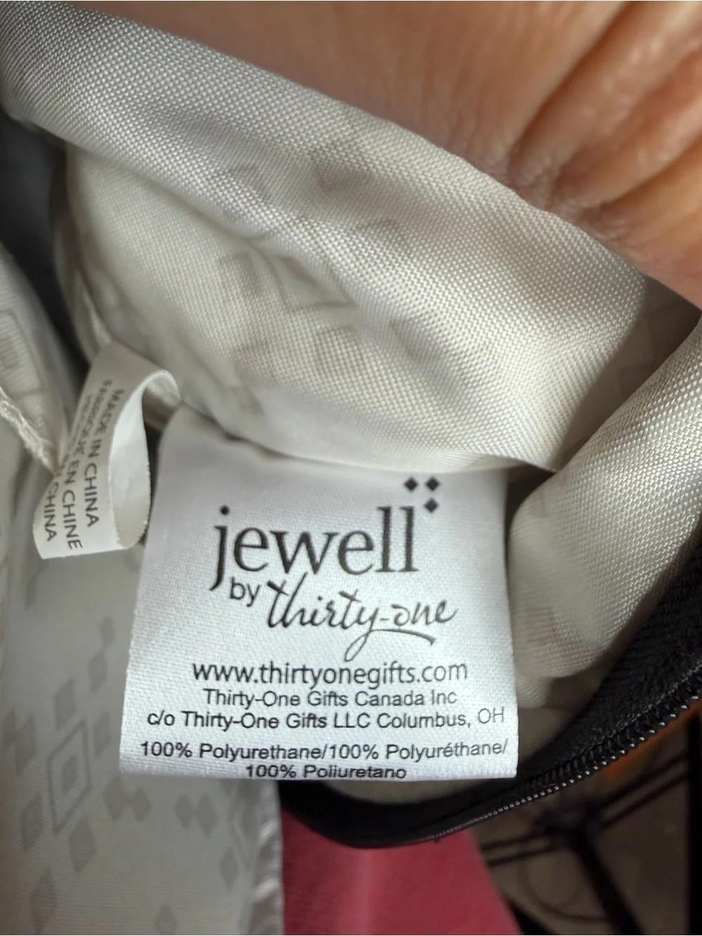 Jewell by Thirty-One Mini Backpack Black Faux Leather with Striped Straps